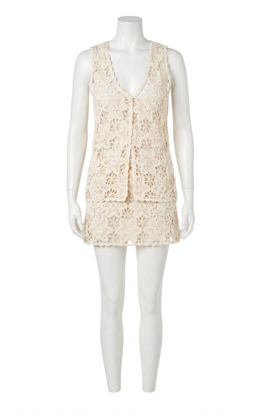 NEW SHOW ME YOUR MUMU heatwave vest top in salt air crochet